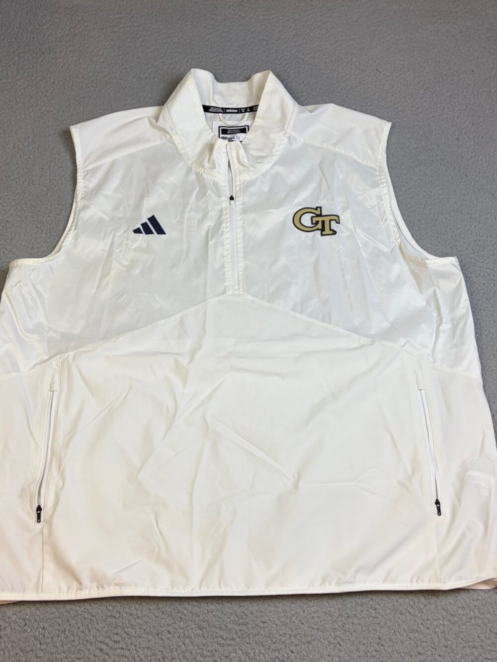 Georgia Tech Adidas Vest Mens Size 2XL White Team Player Issued Relaxed College